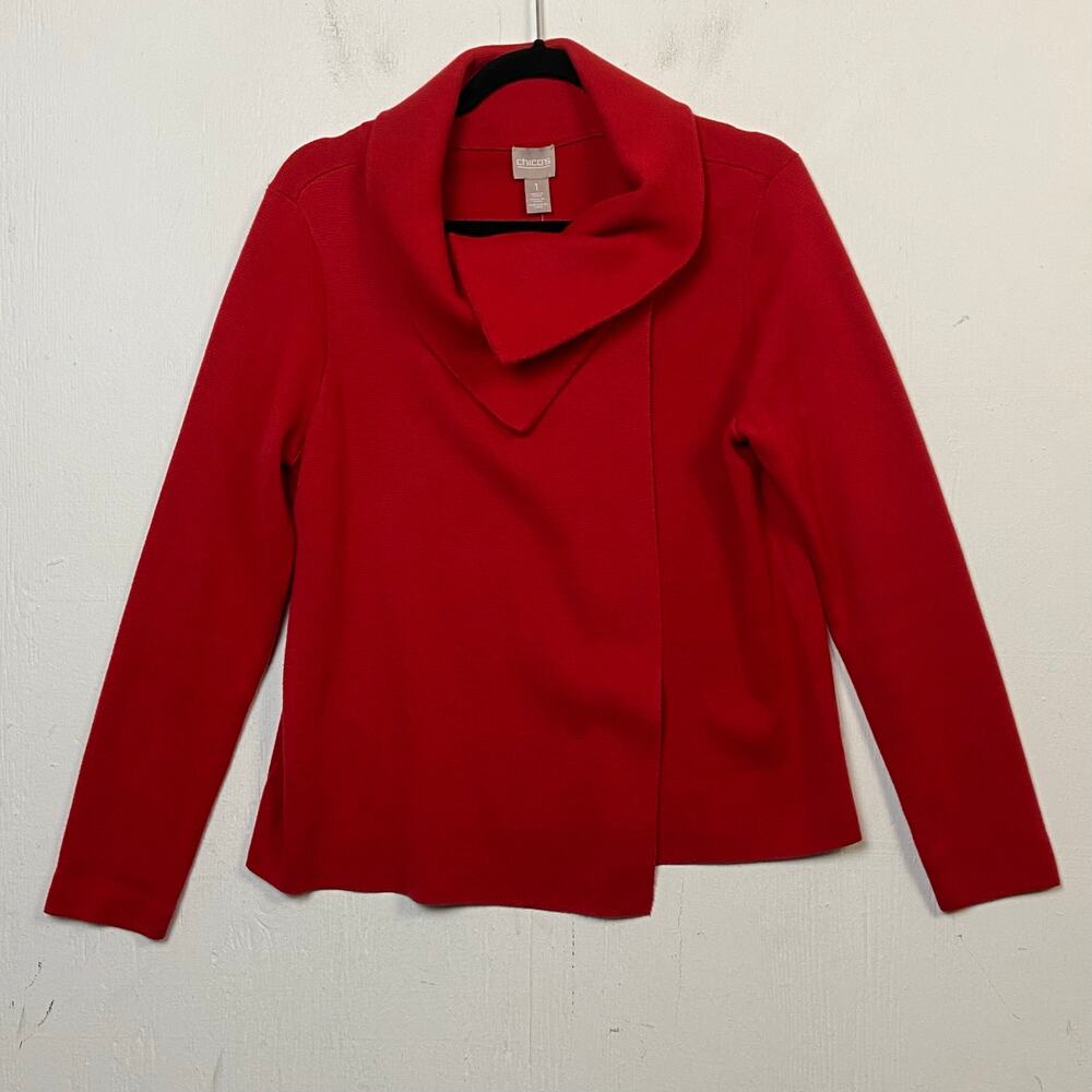 Chico’s Women's Kari Red Convertible Cardigan Sweater Size 1 Medium NWT